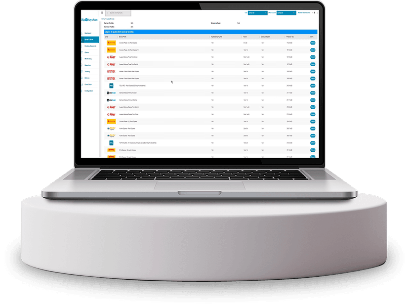 ship2anywhere dashbard web app